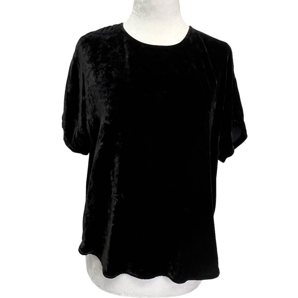 MADEWELL Black Velvet Flutter Sleeve Top Size S - Picture 2 of 9